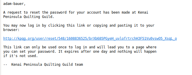 the email from the site